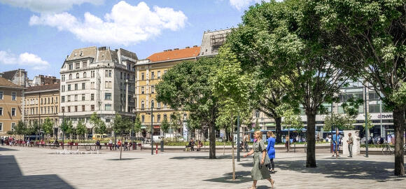 Ungarn, Budapest, Blaha Lujza, Umbriano Granitbeige gemasert